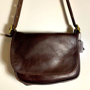 Coach brown leather cross body purse